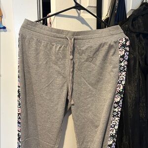 Gray Bottoms with Floral Side Stripes and matching top